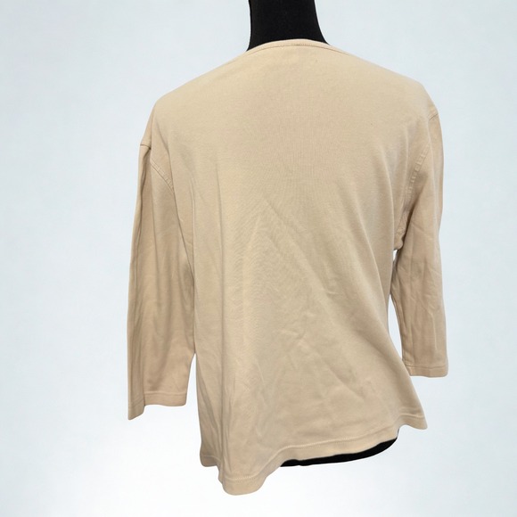 VTG Classic Elements Beige Embroidered Top 3/4 Sleeve Plus Size Grandmacore - Picture 2 of 6